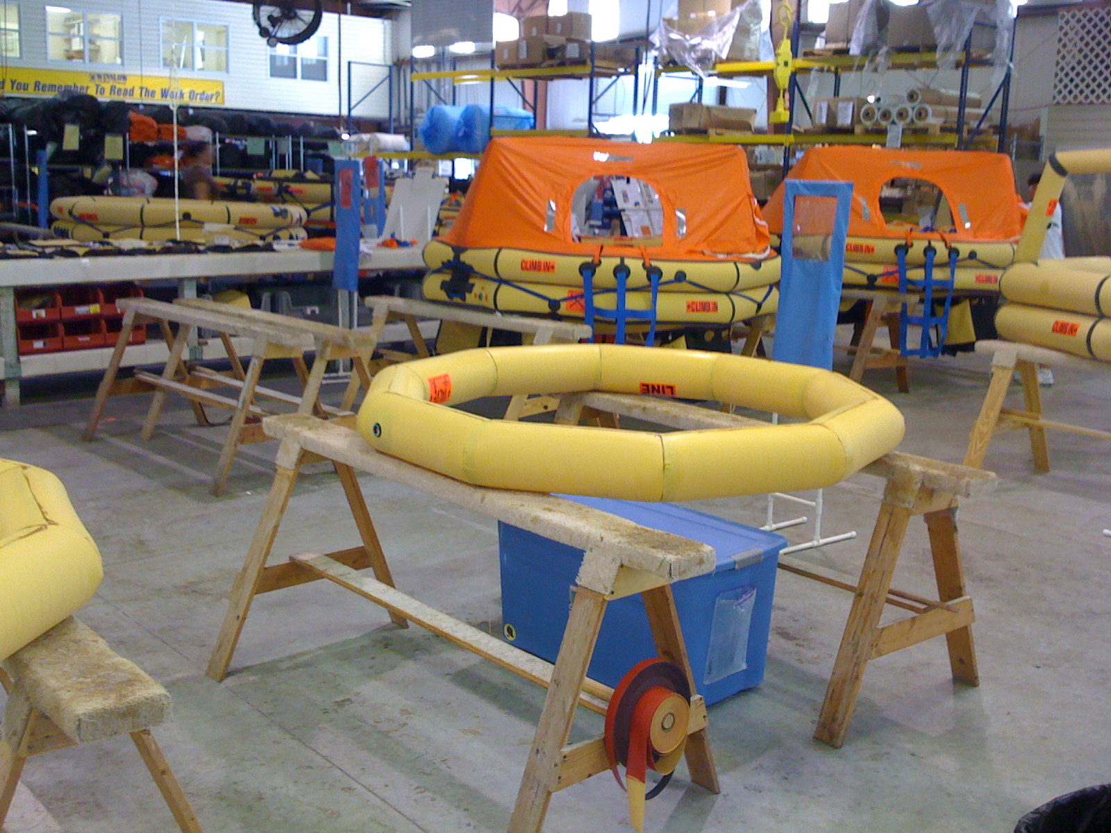 The first stage of a raft construction...tube number 1.