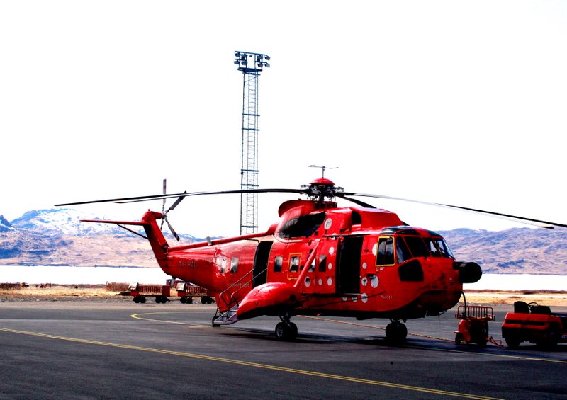 Rescue helicopter at Narsarsuaq, Greenland